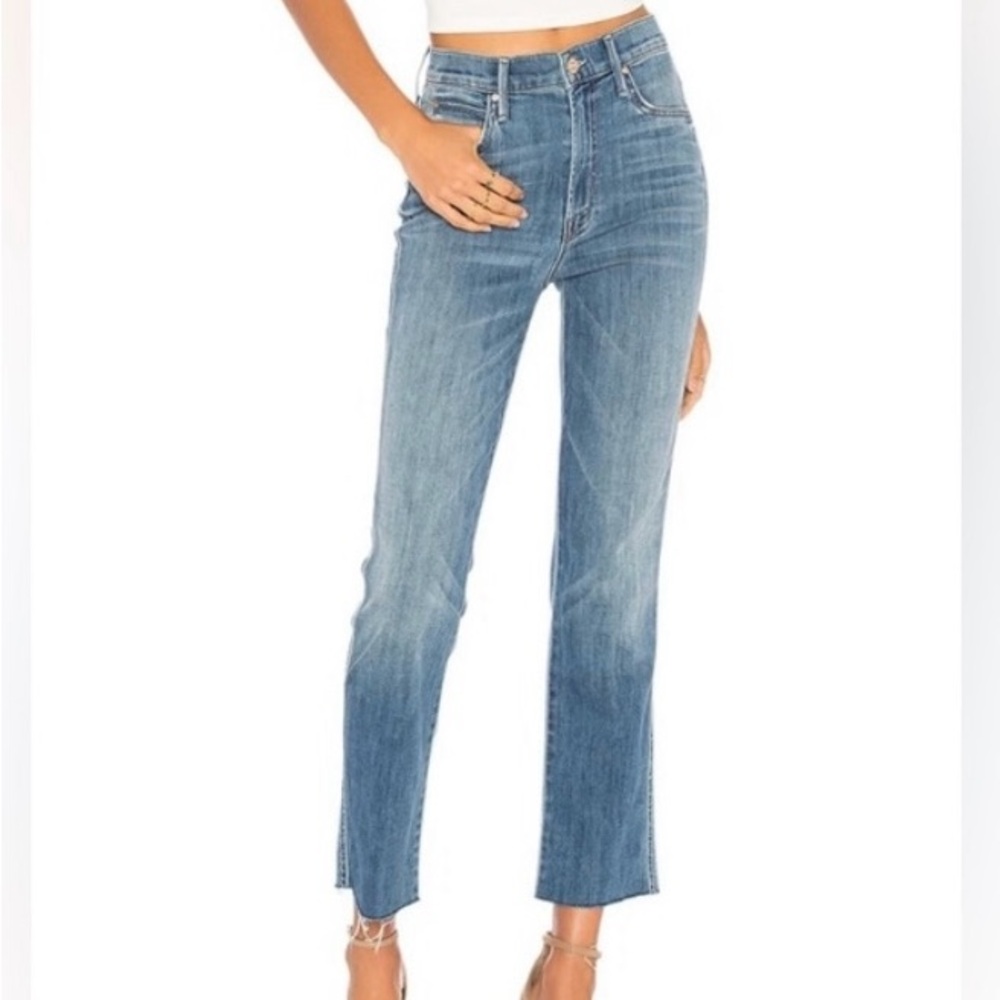 Mother High Waisted Rascal Ankle Fray Jeans in Lucky Strike